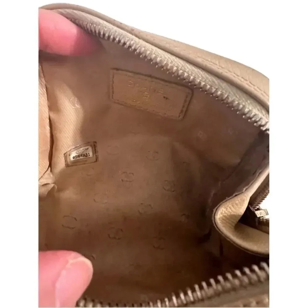 Chanel brown leather cosmetics bag